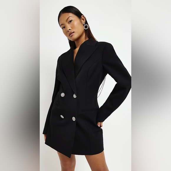 NWT Petite Black Embellished Blazer Dress - Picture 3 of 4